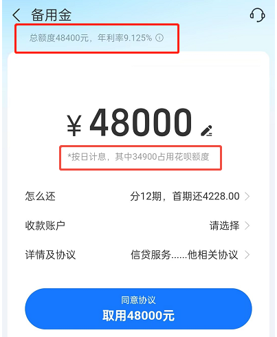 支付宝备用金占用花呗额度是什么意思