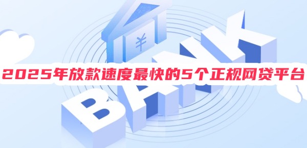 2025年放款速度最快的5个正规网贷平台